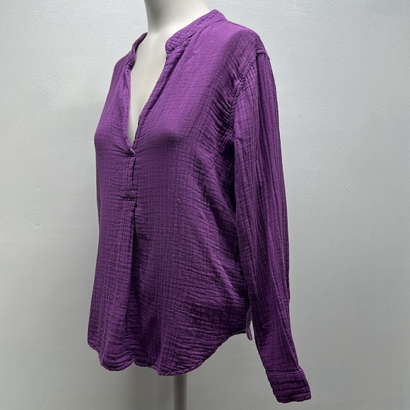 Xirena Blouse Top Shirt Long Sleeve Relaxed Beachy Chelsea Gauze Purple Small - Picture 6 of 8